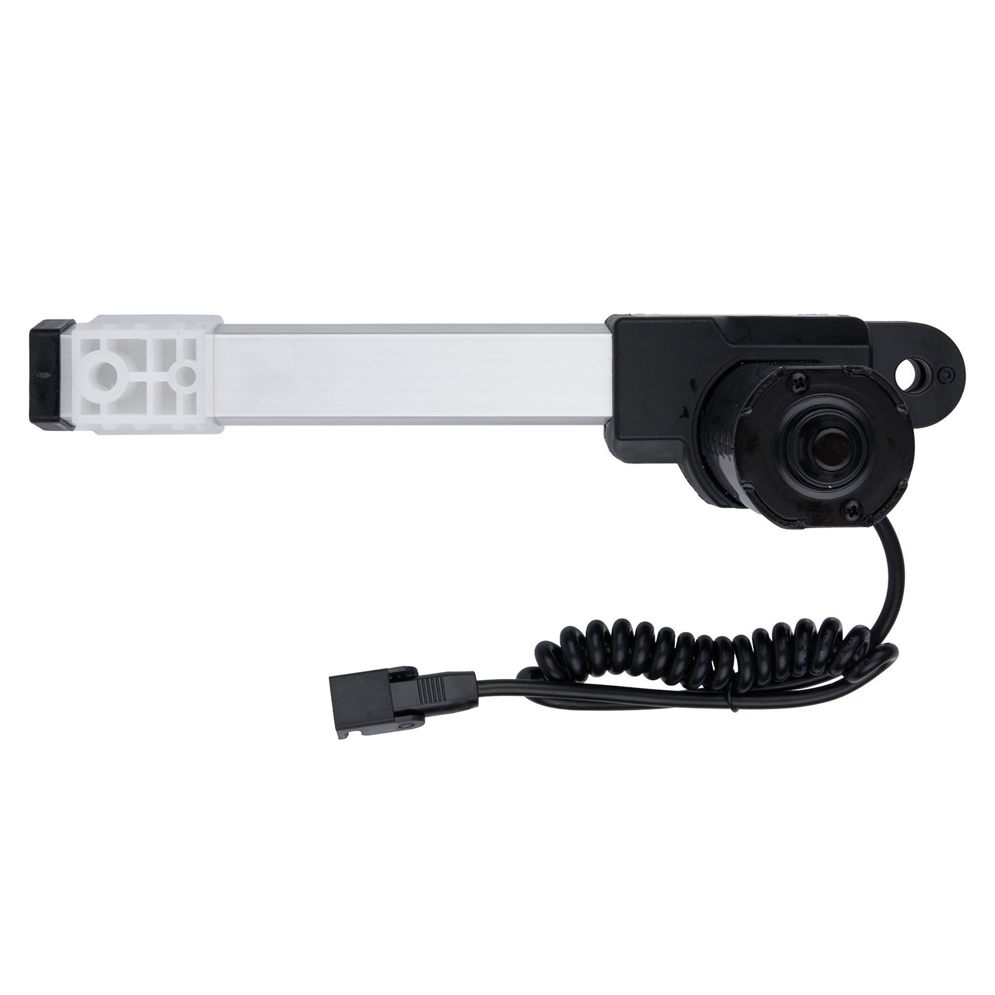 Camera module with a coiled cable on a white background