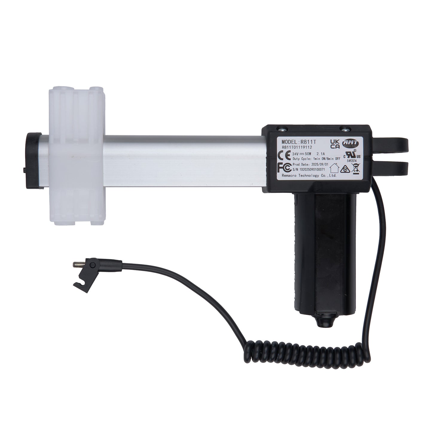 Electrical component with black and white design on a white background