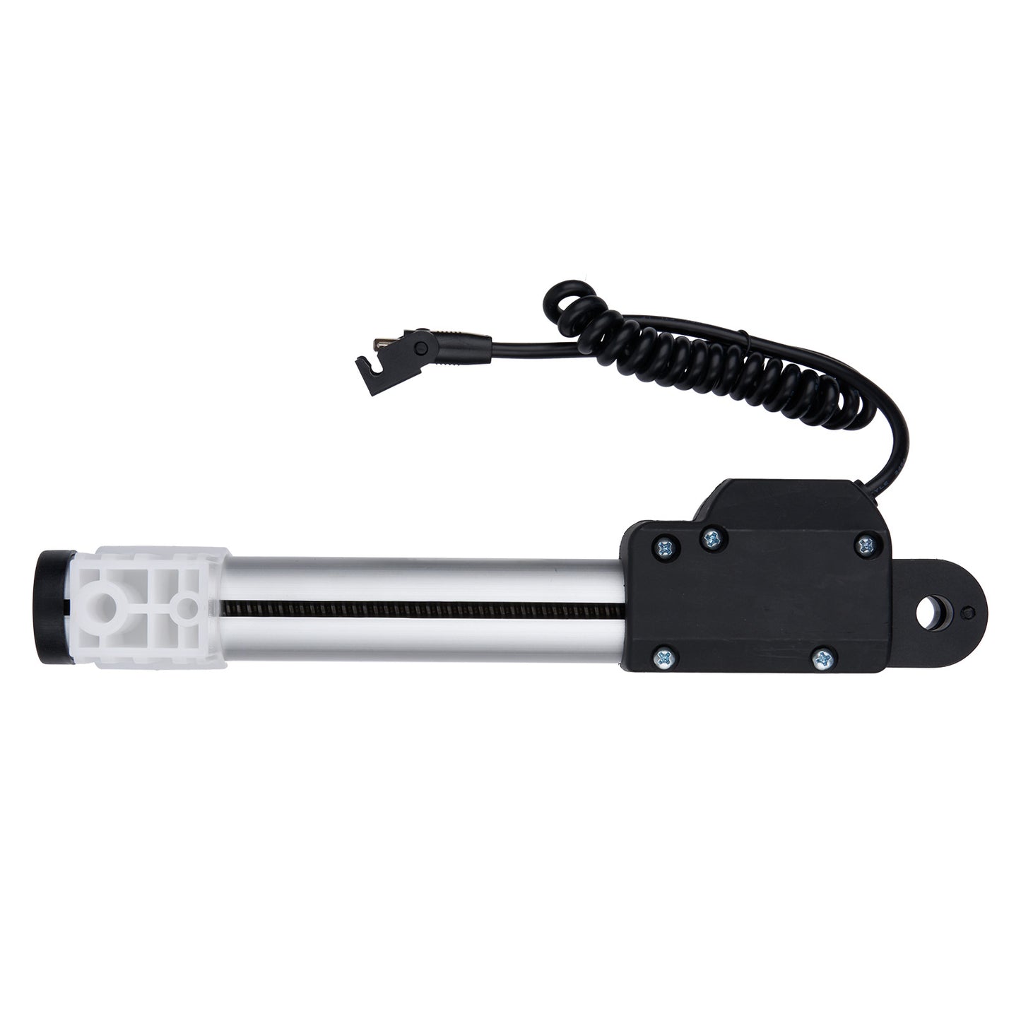 Mechanical device with a coiled cable on a white background