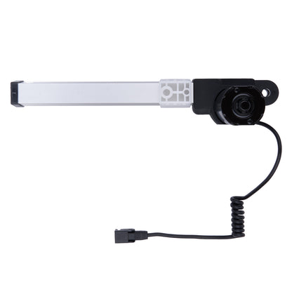 Camera module with a white bar and black housing on a white background