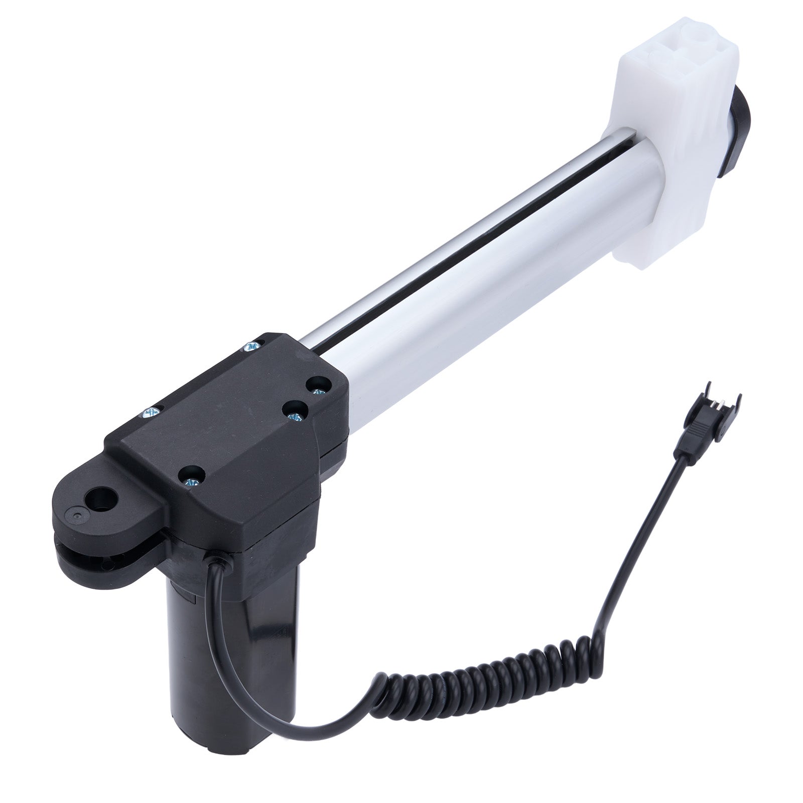 Mechanical arm with a black base and white top on a white background