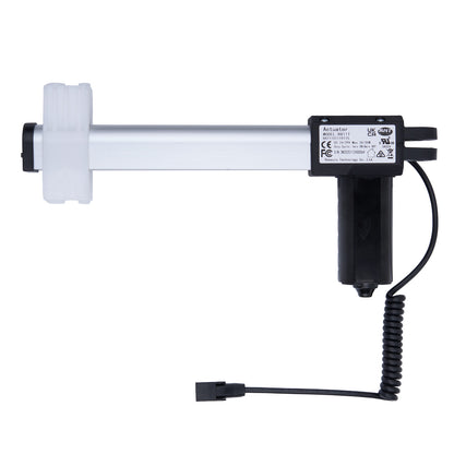 Light fixture with a black actuator on a white background