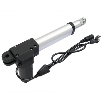 Electric linear actuator with power cable on white background