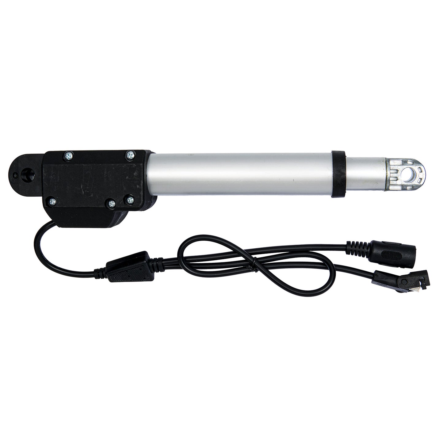 Linear actuator with wiring on a white background