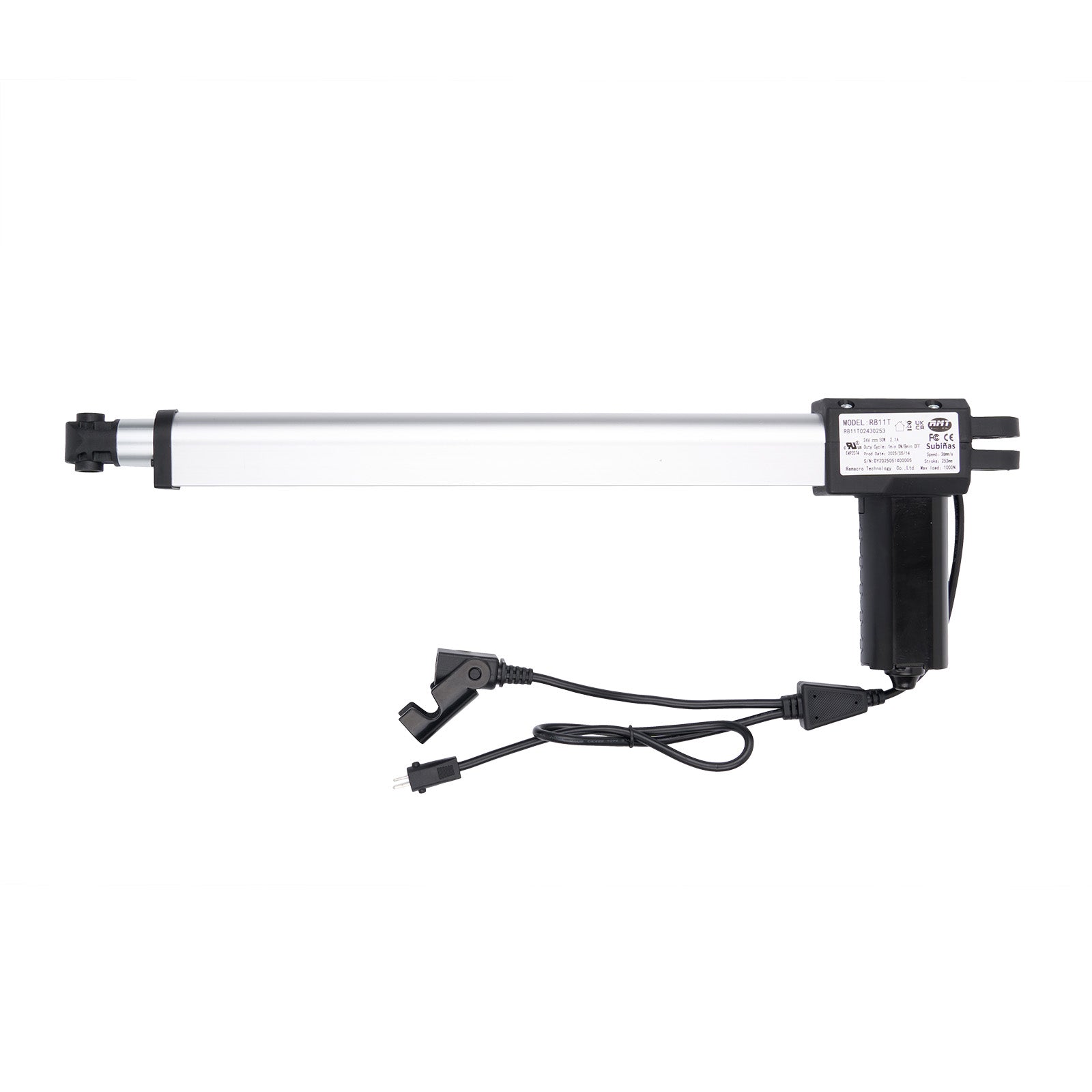 Electric actuator with cable on a white background