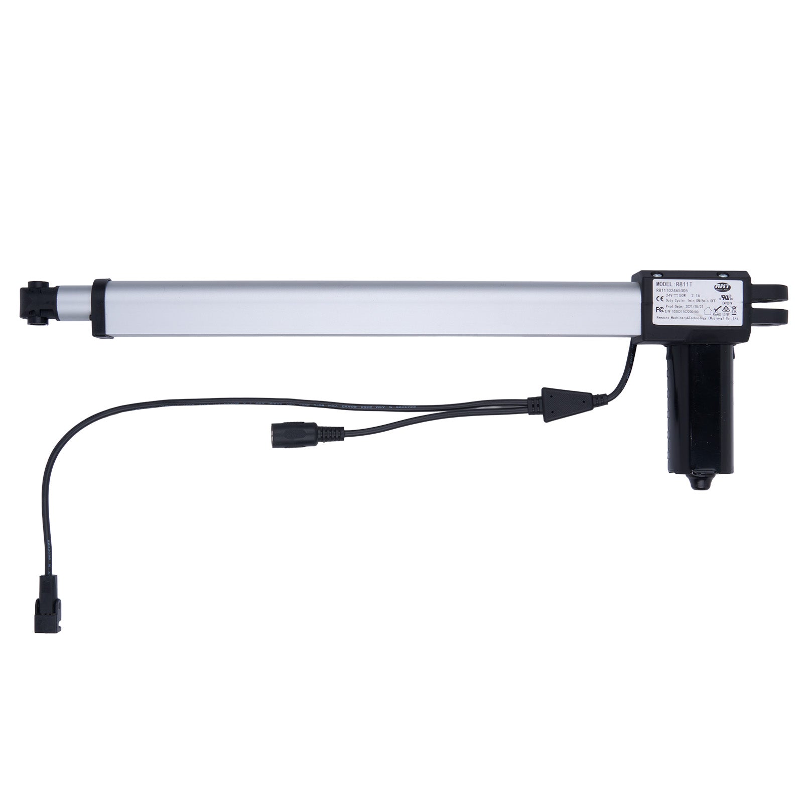 Linear actuator with cables on a white background