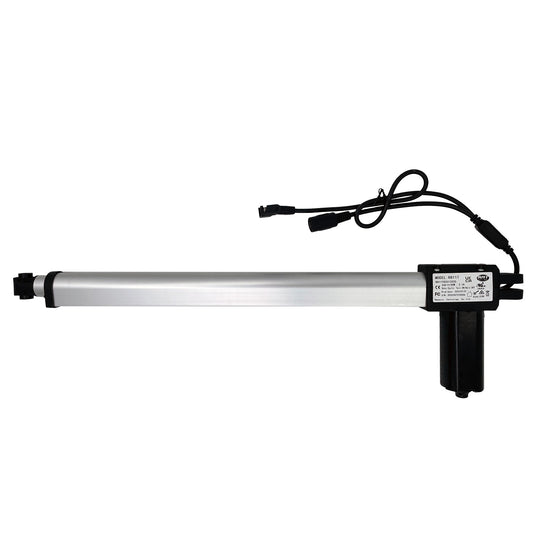 A RMT linear actuator for recliner or lift chair, showing a metal actuator with two attached cables and electrical plug.