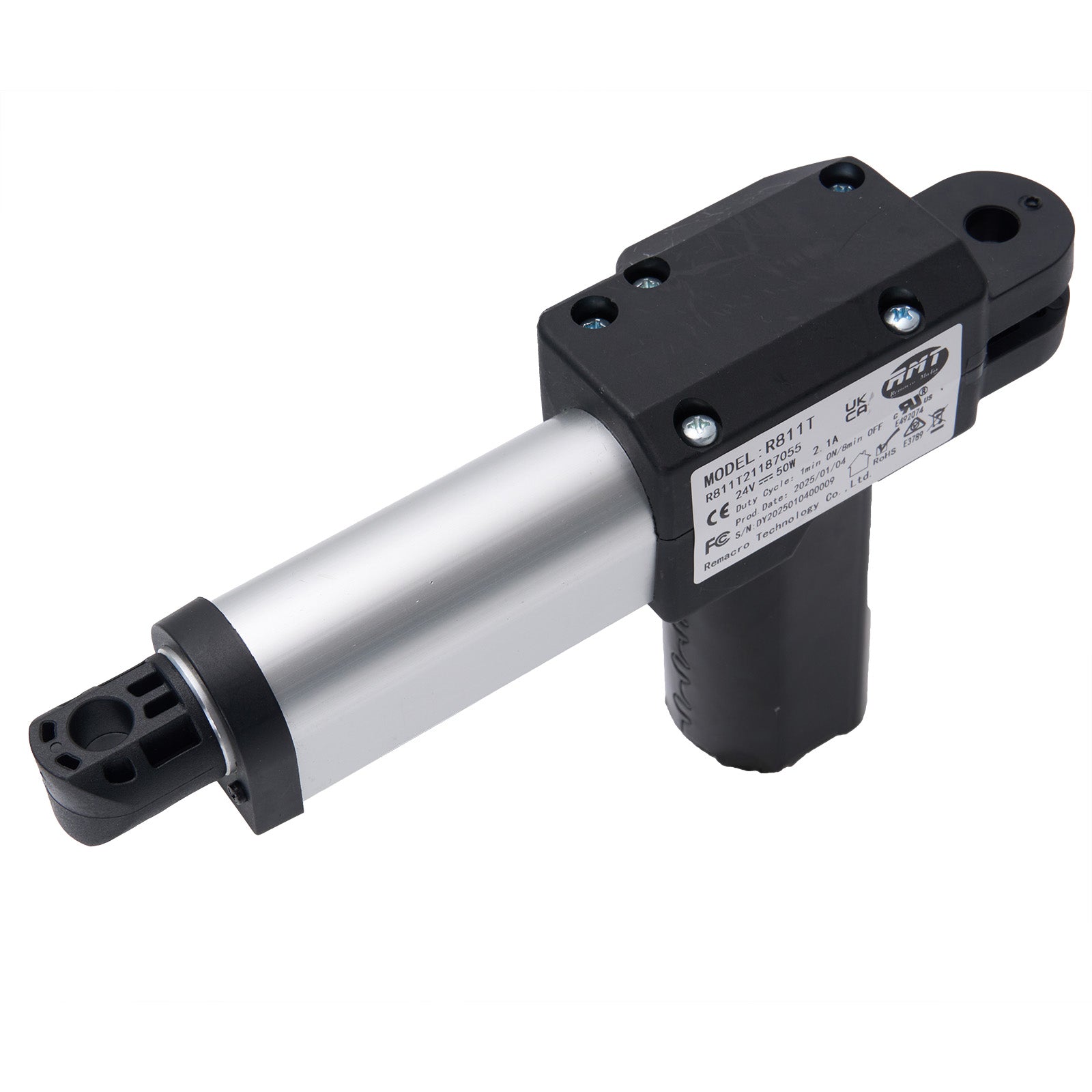 Mechanical component with black and silver design on a white background