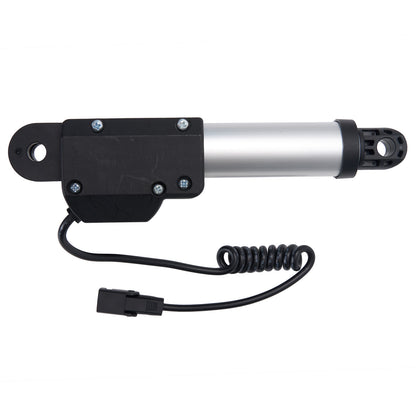 Linear actuator with black cover and coiled cable on white background