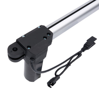 Black actuator with wiring on a white background
