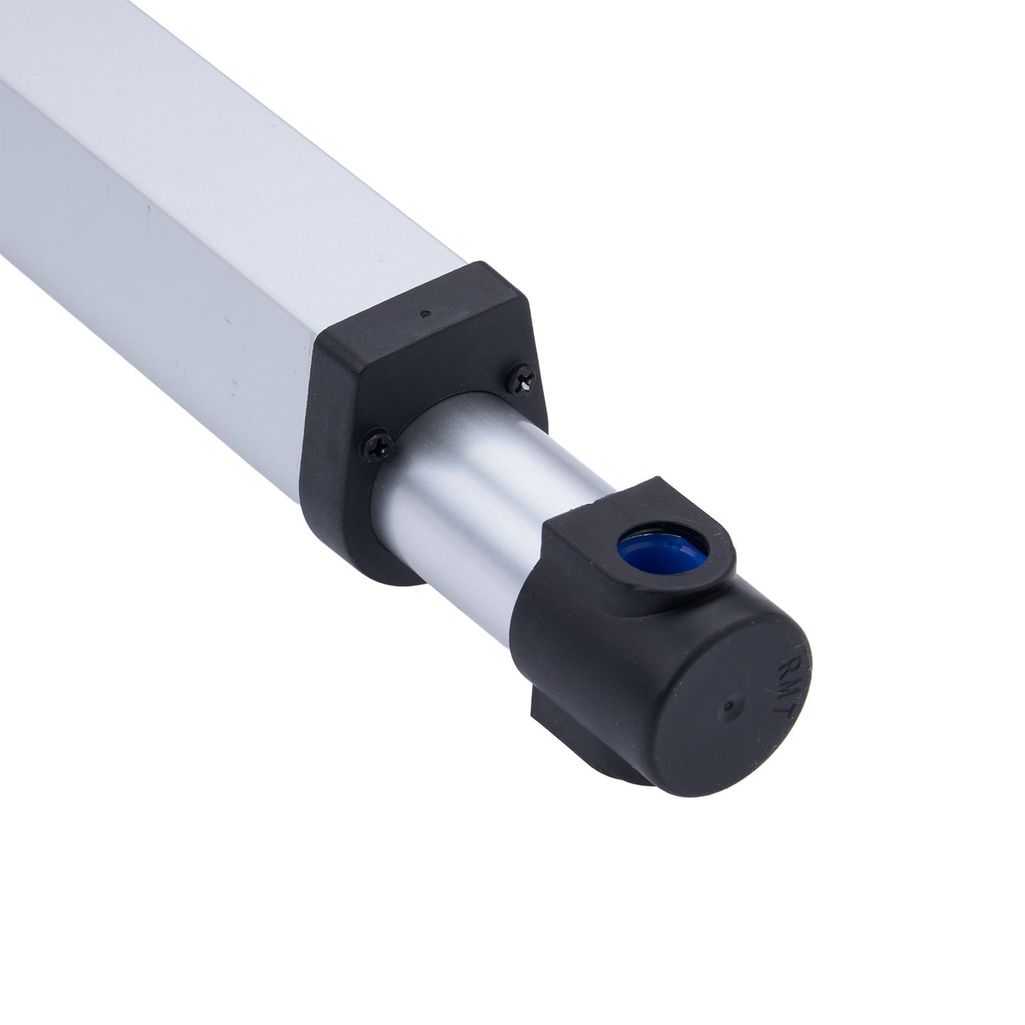 Close-up of a cylindrical metal component with a white background