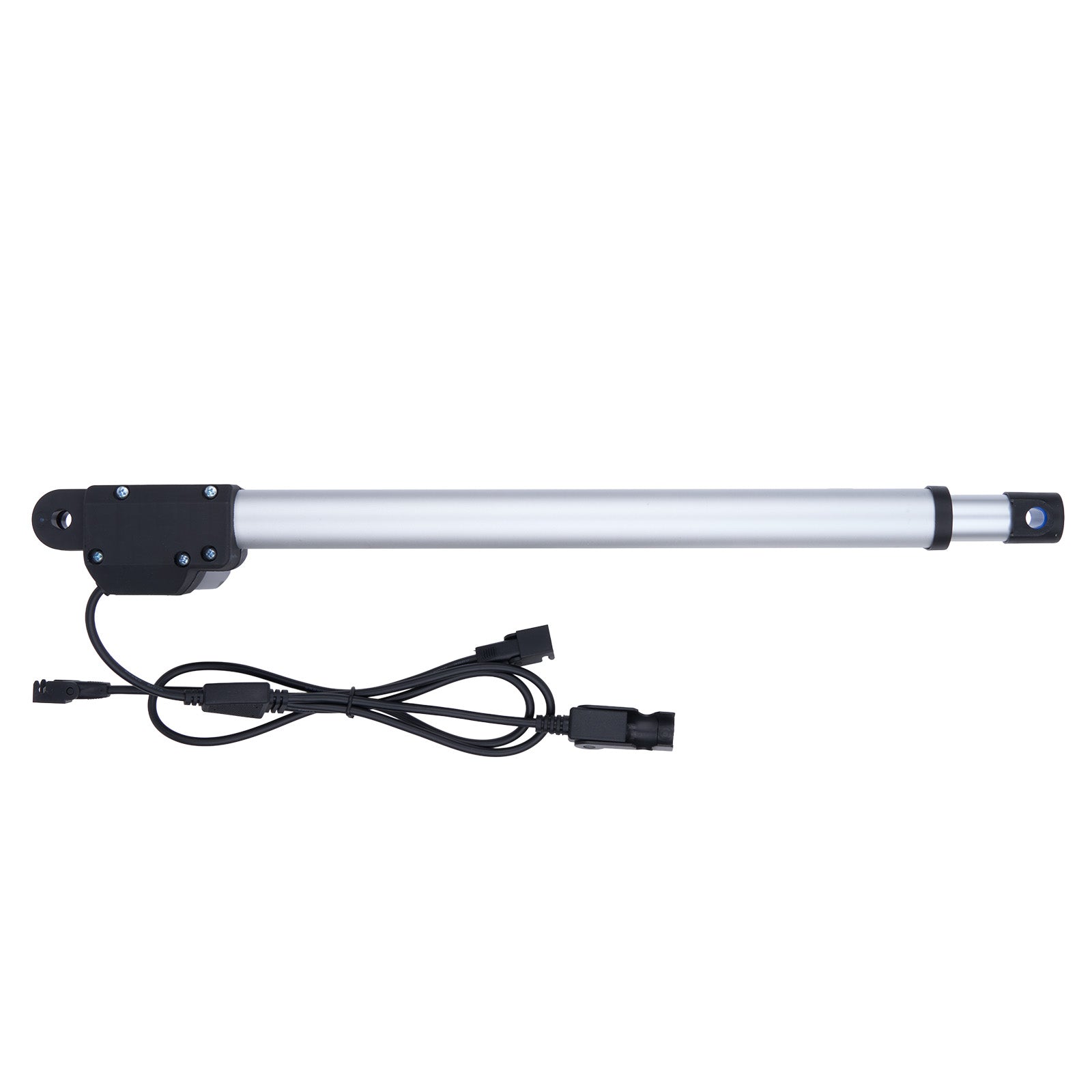 Light bar with black housing and power cable on a white background