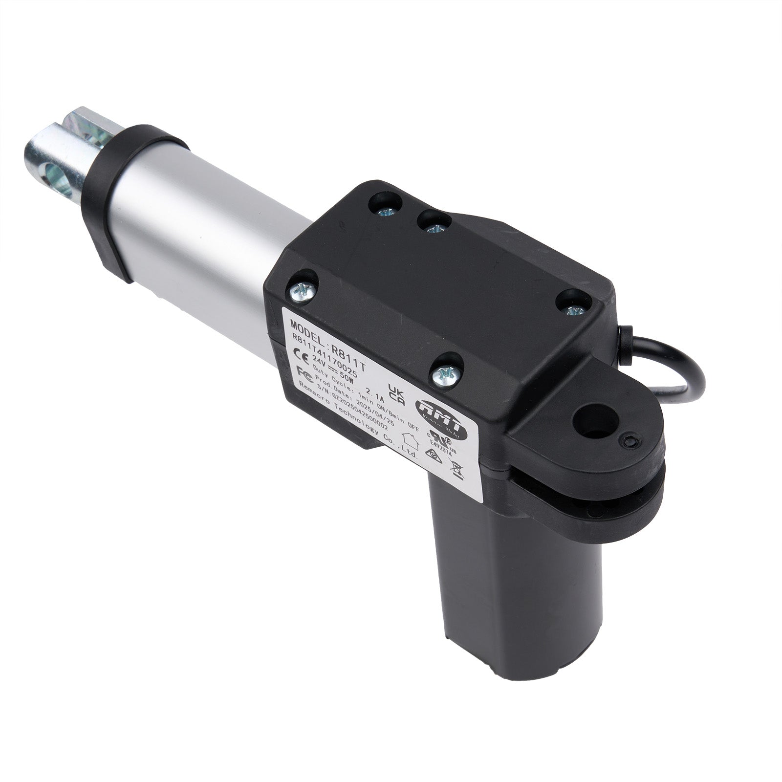 Mechanical component with black and silver design on a white background
