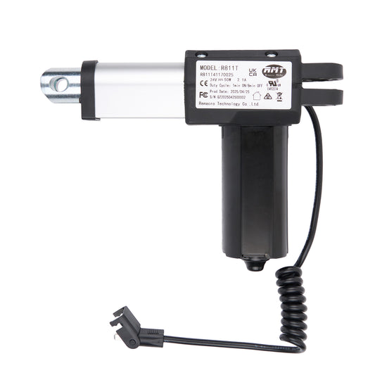 A RMT brand linear actuator with a black motor housing and a silver piston rod, designed for use in power recliner or lift chairs.