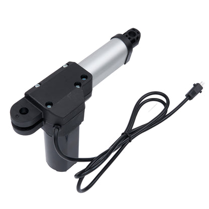 Electric actuator with a black and silver design on a white background