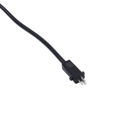 Black power cord with plug on a white background