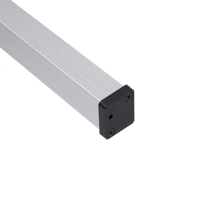 Metallic rectangular bar with a black corner cap on a white background