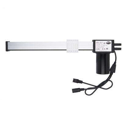 LED light bar with black housing and white light source on a white background