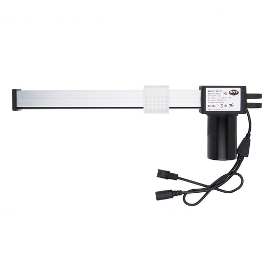 LED light bar with black housing and white light source on a white background