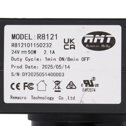 Technical label with product details on a black background