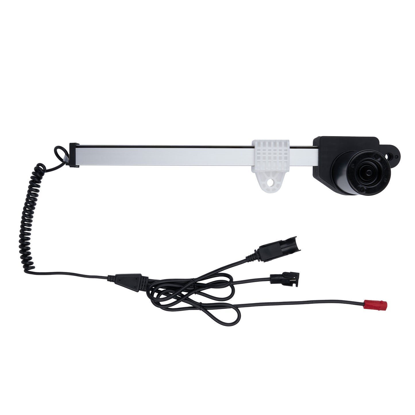 Electrical component with coiled cable on a white background