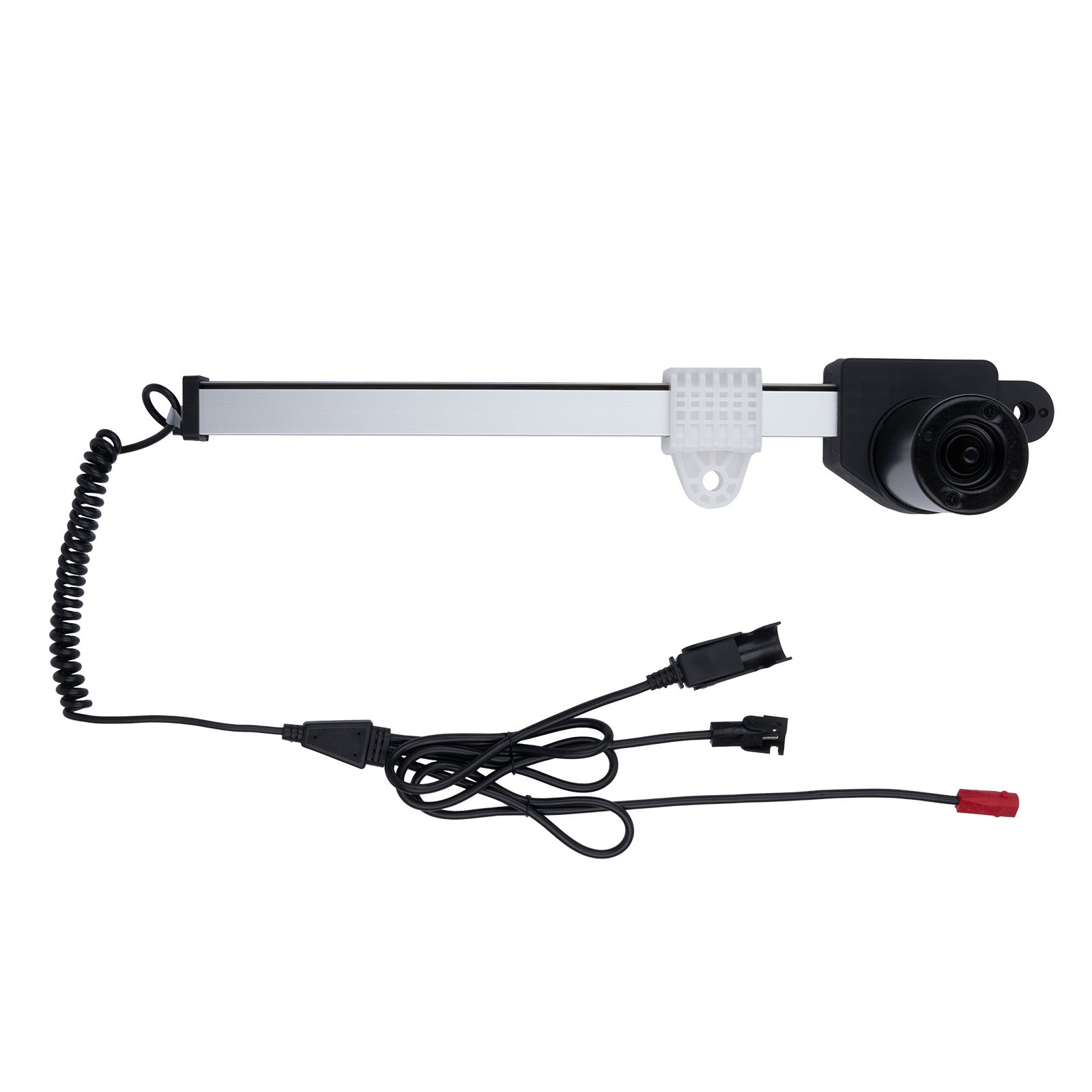 Electrical component with coiled cable on a white background