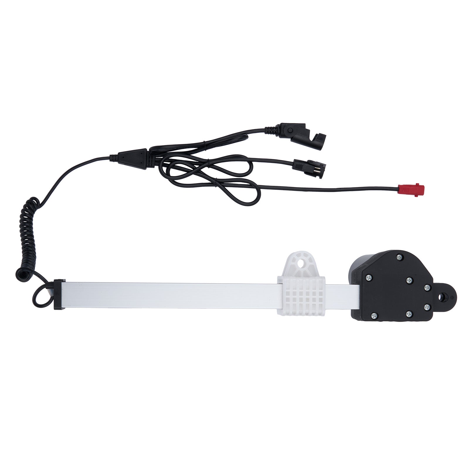 LED light bar with coiled cable on a white background