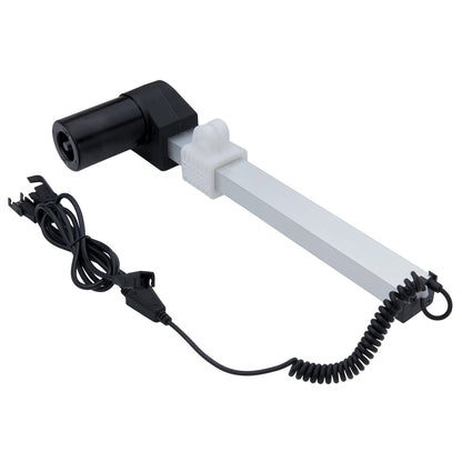Black and white underwater light with coiled cable on a white background