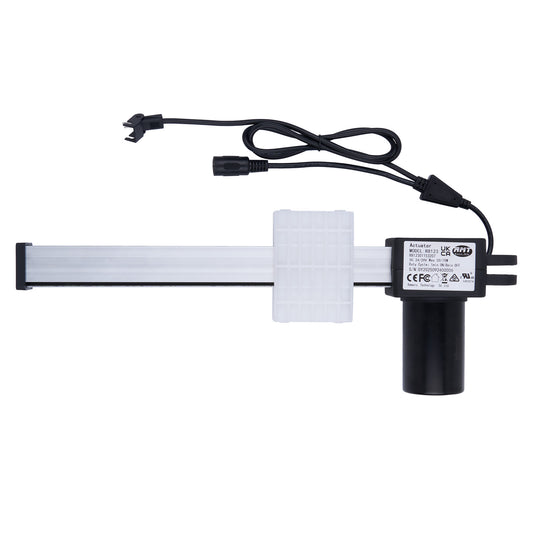 Electric linear actuator with power cable on a white background