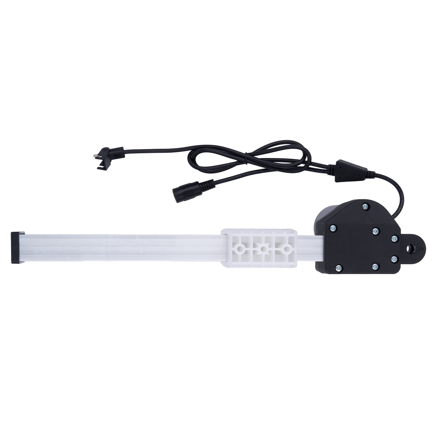 Aquarium light strip with black housing and white LED lights on a white background