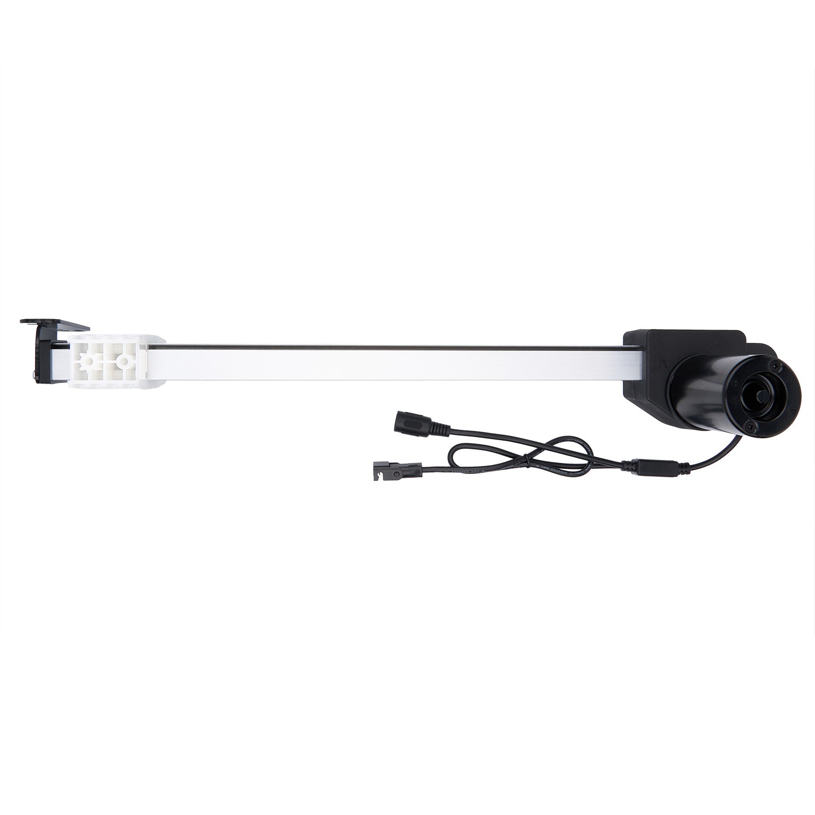 Black and white aquarium light bar with power cord on a white background