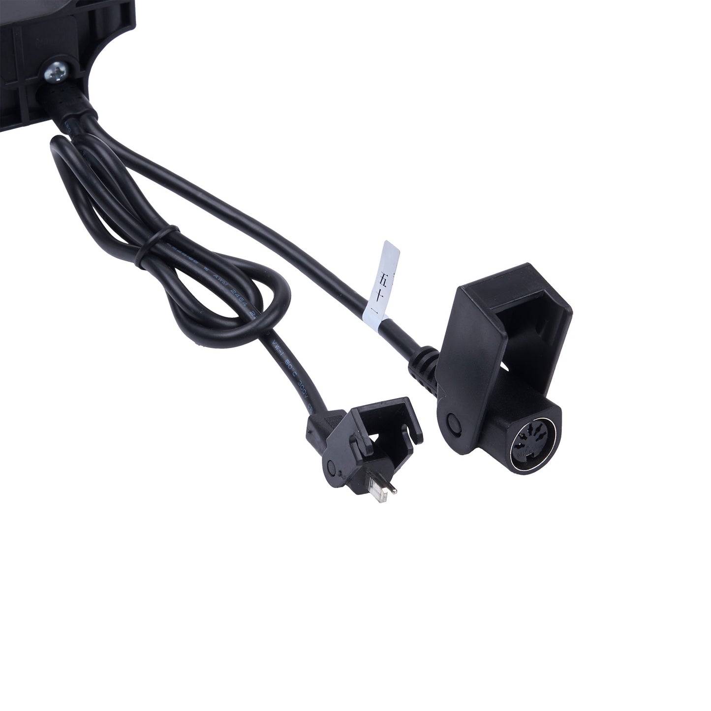 Black electronic components with wiring on a white background