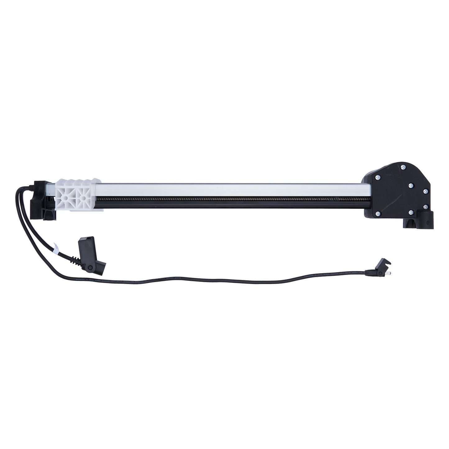 Light bar with black housing and white interior on a white background