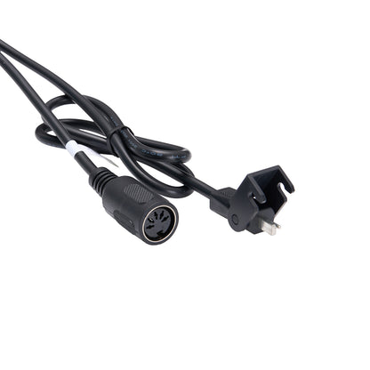 Black power cable with plug on white background