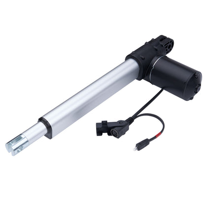 Electric linear actuator with wiring on a white background