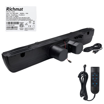 Richmat HJA3 Dual Motor Linear Actuator for Adjustable Beds & Hospital Beds with Wired Controller
