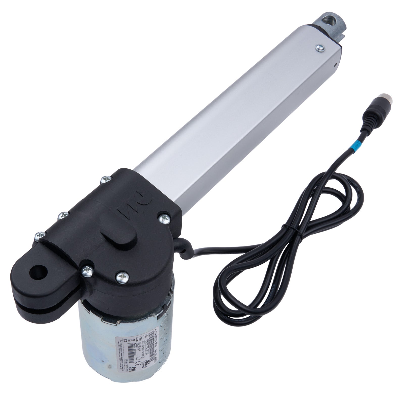 Electric actuator with a cable on a white background