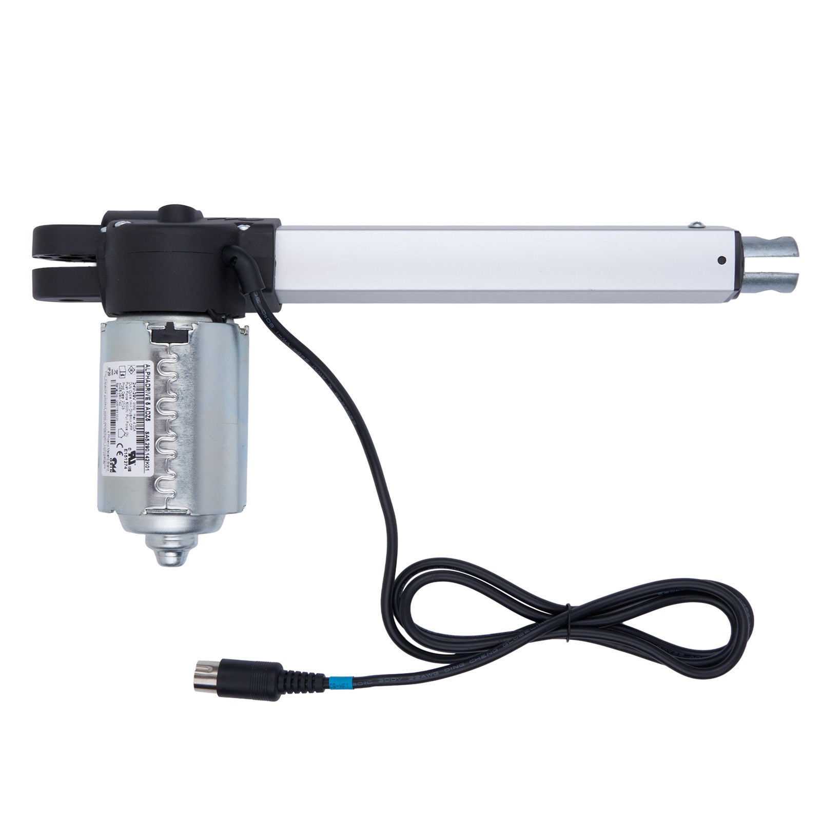 Electric actuator with cable on a white background