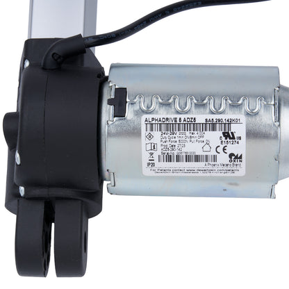 Mechanical component with a label on a white background