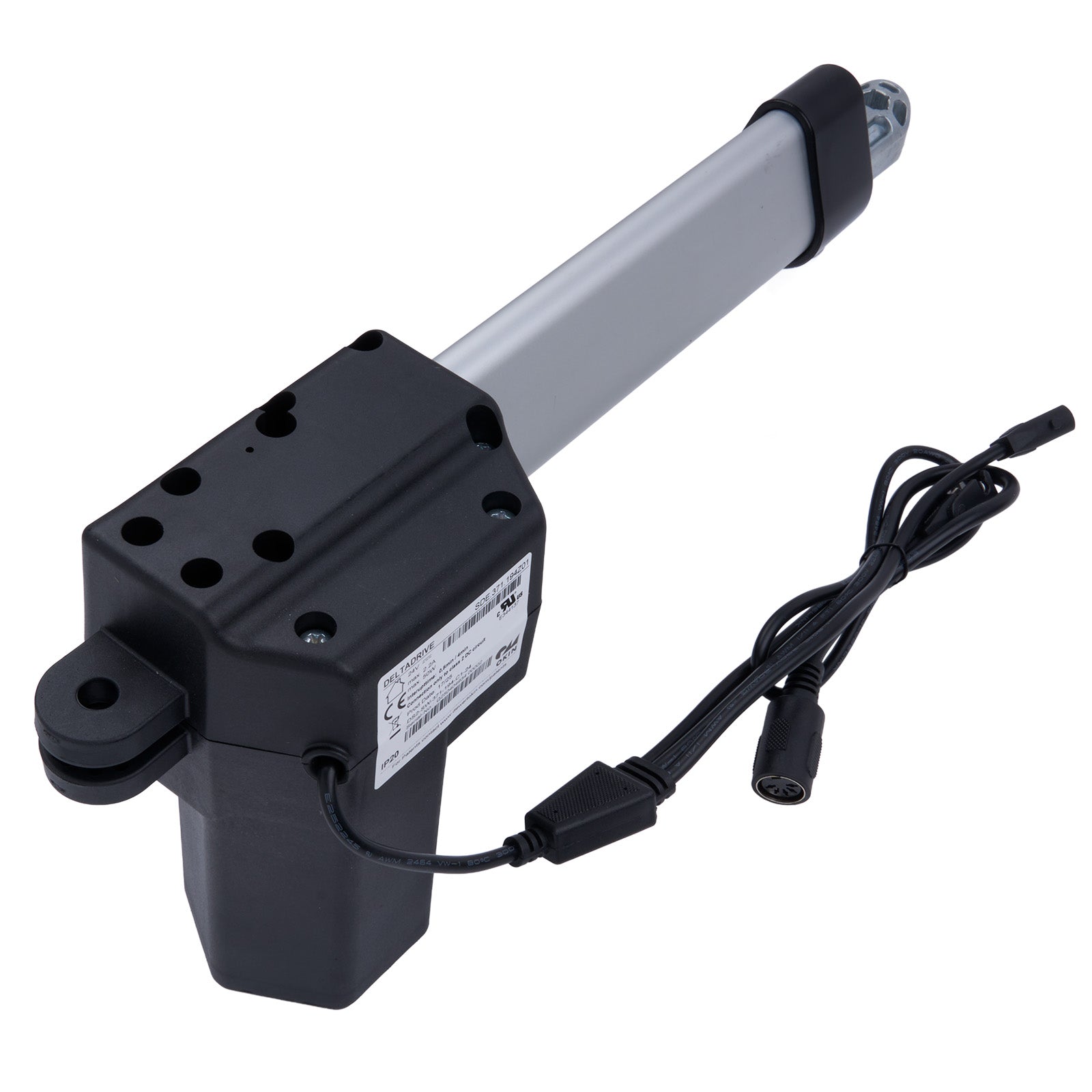 Electric actuator with a cable on a white background