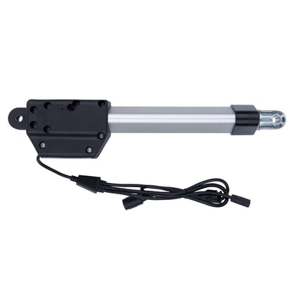Linear actuator with black housing and cable on a white background