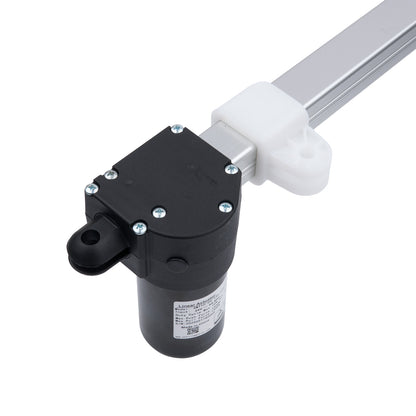 Black cylindrical pump with white handle on a white background