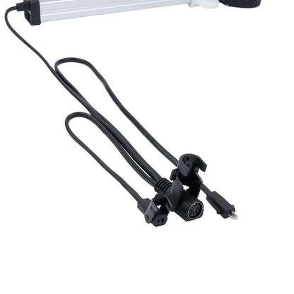Black power cable with connectors on a white background
