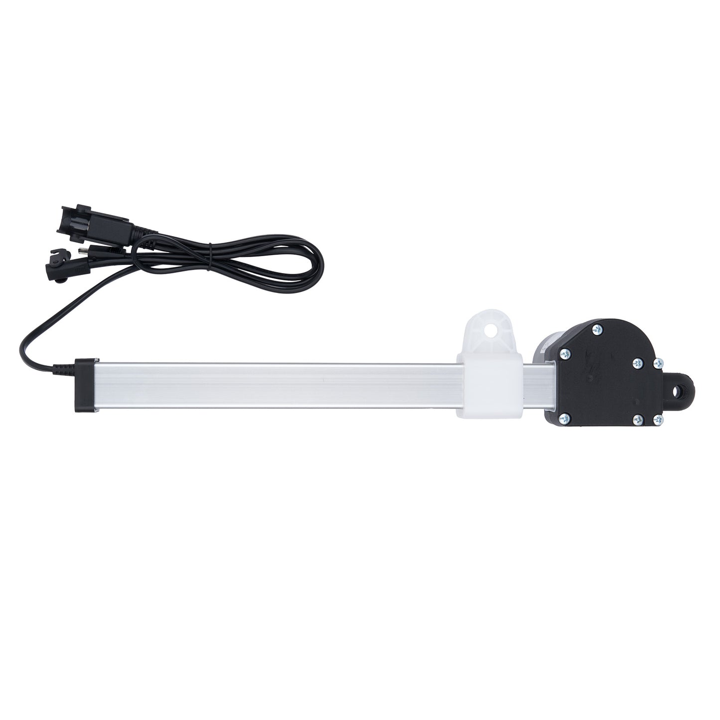 Mechanical linear actuator with power cable on a white background