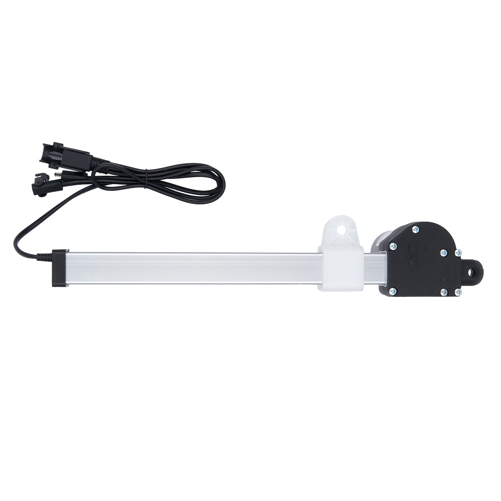 Mechanical linear actuator with power cable on a white background