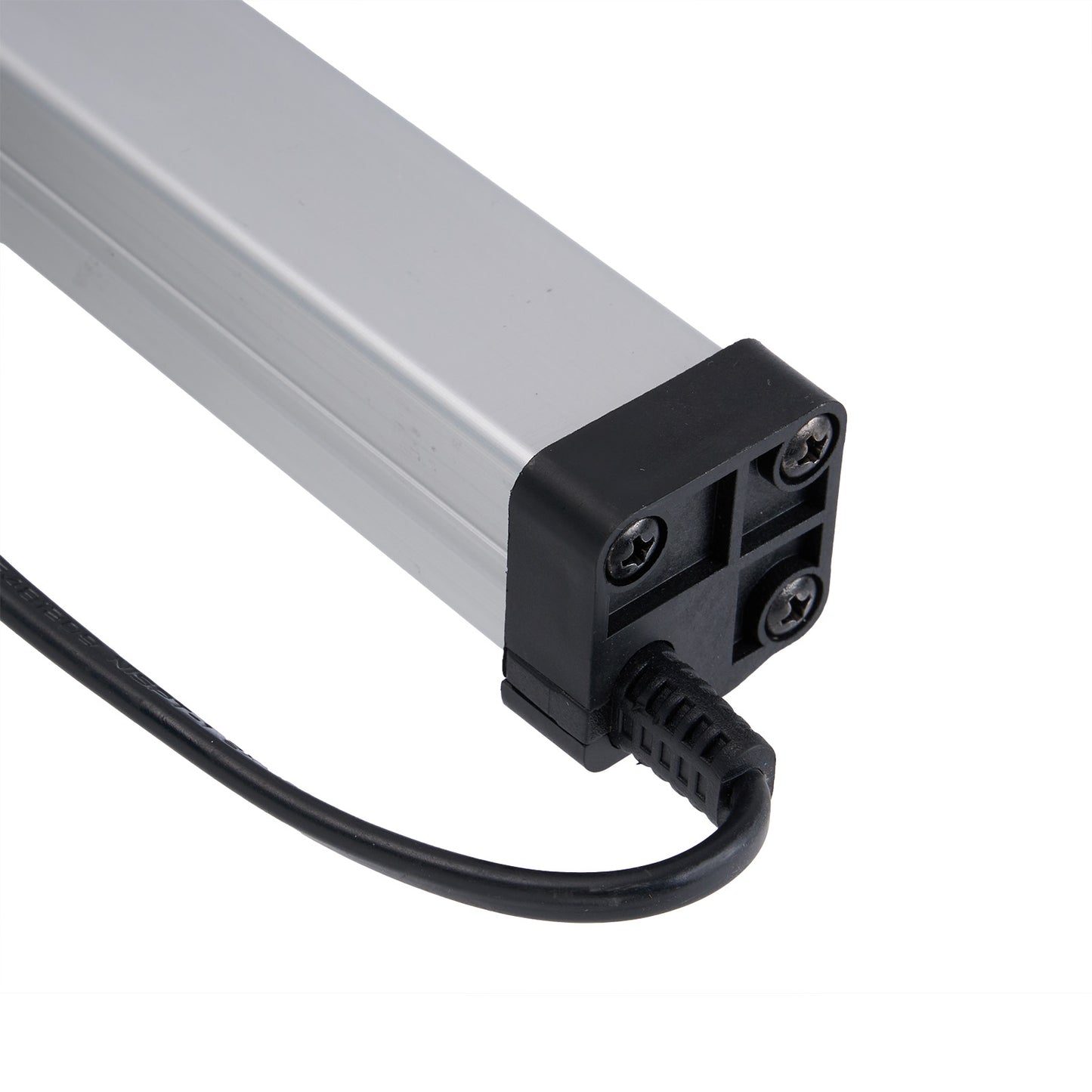 Close-up of a power cable connector on a metallic strip.