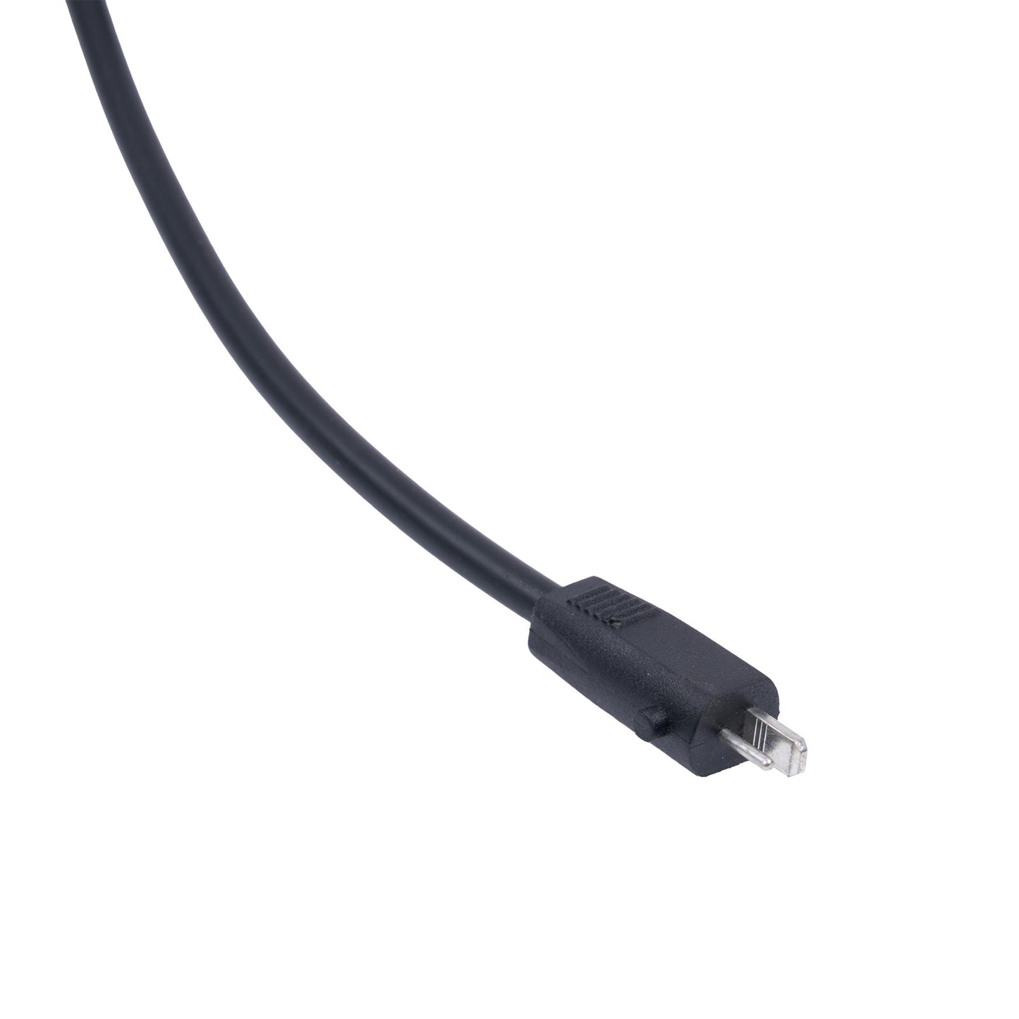Black USB cable on a white background