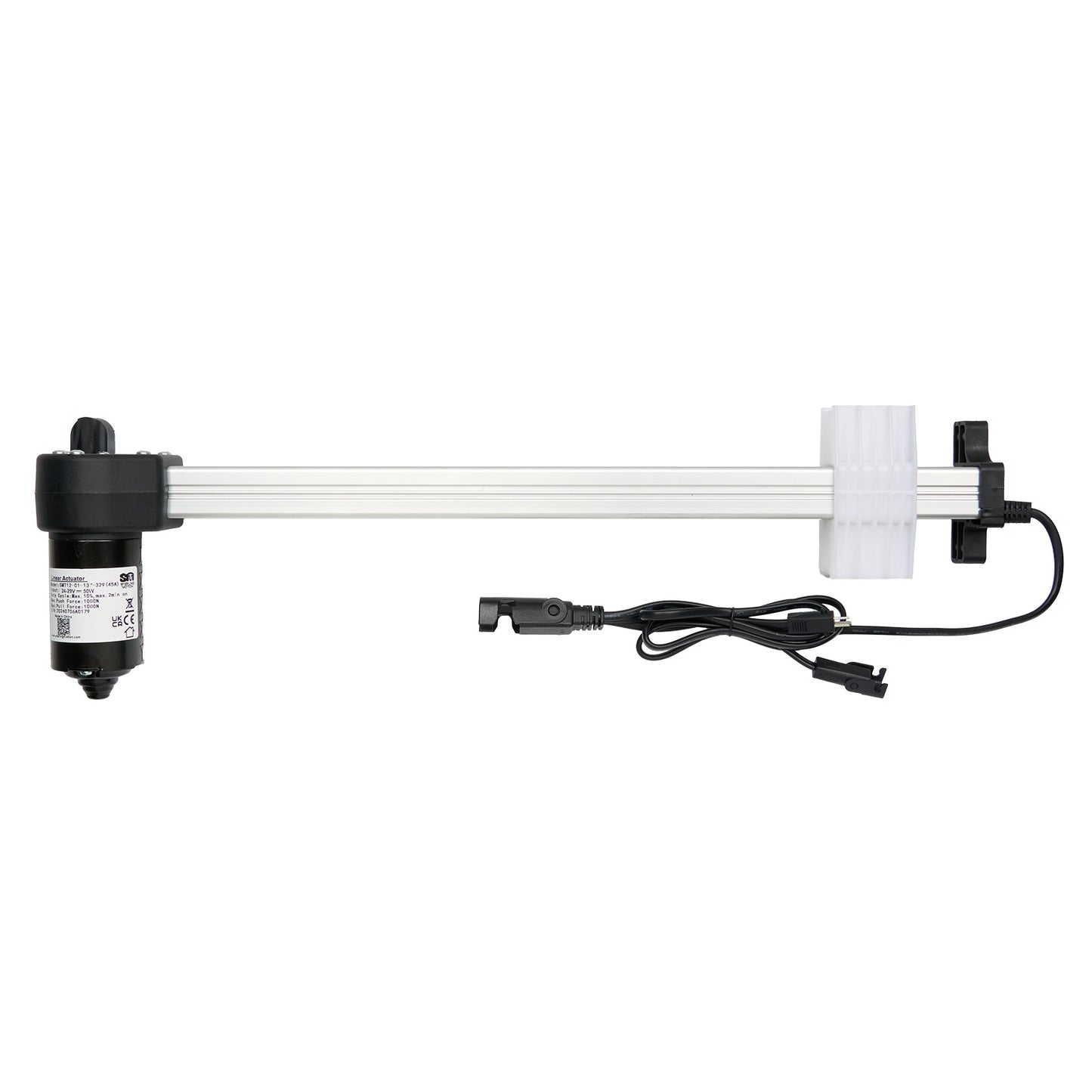 A SMT brand linear actuator for recliner or lift chair, featuring an electric motor, a white shaft, and three cables with different connectors.
