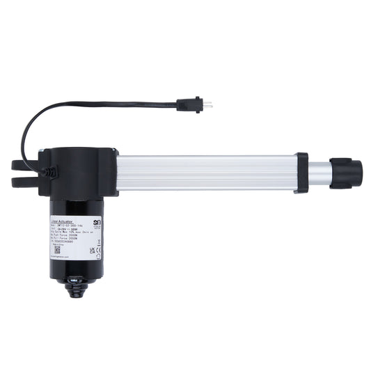 Linear actuator with cable on a white background
