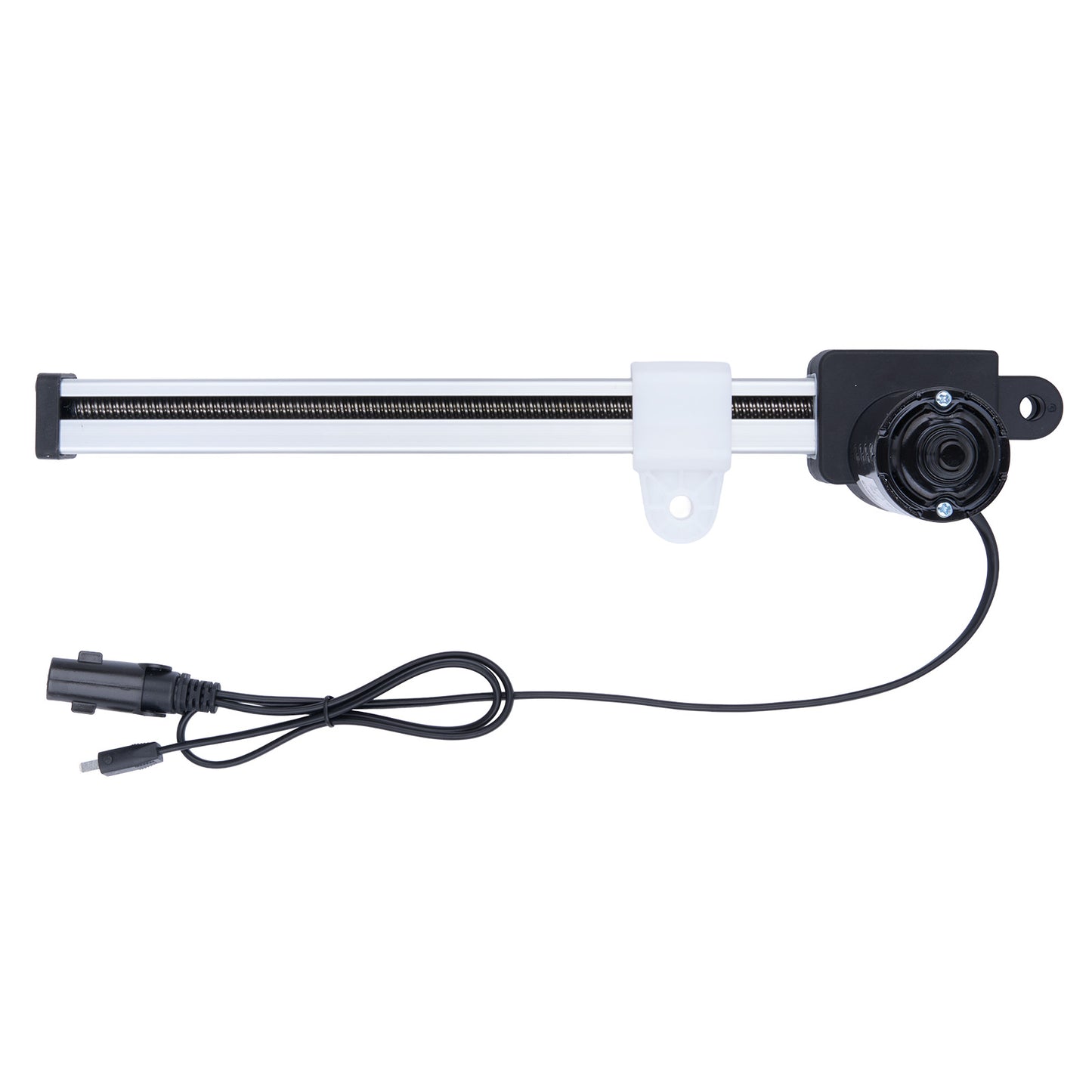 Mechanical arm with a motor and cable on a white background